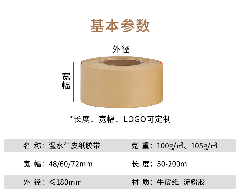 TapeZ®湿水牛皮纸胶带参数